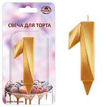 Свеча для торта Грань цифра 1 (золото), 8,7х4,3х1,2 см