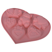 Форма для шоколада силиконовая Сердце, 20,5х14х2 см