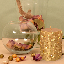 Свеча декоративная Цветы, 6х6х8,5 см
