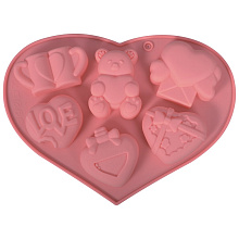 Форма для шоколадных конфет Сердце, 20,5х14х2 см