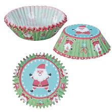 Набор бумажных форм для конфет Дед Мороз, 50 шт, диаметр 6см, высота 2см