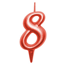 Свеча для торта Овал цифра 8 (красный), 8х4х1,2 см