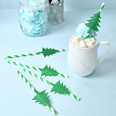 Трубочки для коктейля Хвойный лес, 5 шт, длина 19 см