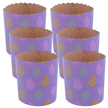 Форма для выпечки кулича бумажная Яйца. Набор 6 шт. Диаметр 7см, высота 8,5см