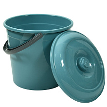Ведро 10л с крышкой (бирюзово-синий), 27,5х30х28 см