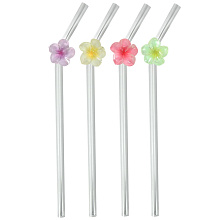 Трубочки для коктейля Цветник. Набор 4 шт, 20 см.
