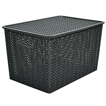 Корзинка Вязь 14л с крышкой (серый), 35х24,5х20,5 см