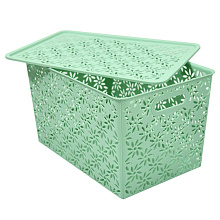 Корзинка Ромашки 14л с крышкой (нефрит), 35х24,5х20,5 см