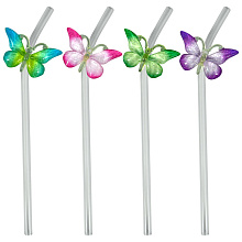 Трубочки для коктейля Бабочки. Набор 4 шт, 20 см.