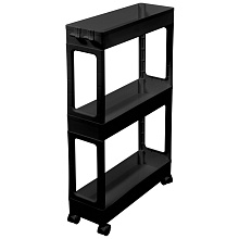 Этажерка узкая 3-х ярусная на колесах (черный), 39,5х12,9х66,4 см