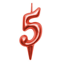 Свеча для торта Овал цифра 5 (красный), 8х4х1,2 см