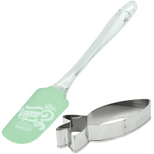 Кухонные принадлежности Морковка. Набор из 2 предметов (лопатка 25x5 см, форма кулинарная 11х3,5х0,5 см.)