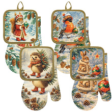 Прихватка с рукавицей Новогодняя открытка. Набор из 2-х предметов. Размер: прихватка 17х17 см, рукавица 17х27 см