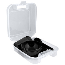 Набор посуды «Пикник» на 4 персоны (24 предмета) (черный цвет)