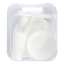 Набор посуды «Пикник» на 4 персоны (24 предмета) (белый цвет)