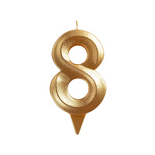 Свеча для торта Грань цифра 8 (золото), 8,7 х 4,3х1,2 см