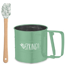 Кухонные принадлежности. Набор из 2 предметов (лопатка 21,5x8,5 см, сито-кружка для муки 10х9,5 см.)