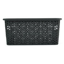 Корзинка Вязь 3л с крышкой (серый), 23,5х17,3х10,5 см