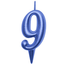 Свеча для торта Овал цифра 9 (синий), 8х4х1,2 см