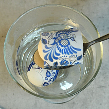 Термоэтикетки для украшения яиц Гжель 7 фрагментов, 7,5х5,5 см