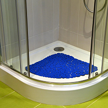 Коврик для душевой кабины, 54х54 см (треугольный, синий)