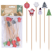 Шпажки для канапе Новогоднее ассорти, 12 см, 24 шт