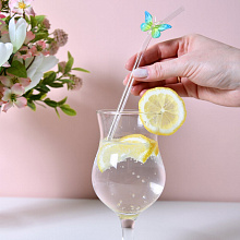 Трубочки для коктейля Бабочки. Набор 4 шт, 20 см.