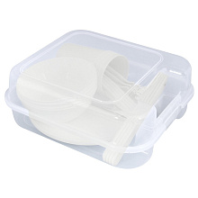 Набор посуды «Пикник» на 4 персоны (24 предмета) (белый цвет)