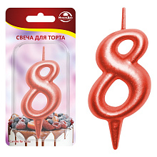 Свеча для торта Овал цифра 8 (красный), 8х4х1,2 см