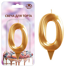 Свеча для торта Грань цифра 0 (золото), 8,7х4,3х1,2 см