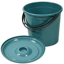 Ведро 10л с крышкой (бирюзово-синий), 27,5х30х28 см