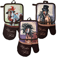 Прихватка с рукавицей Игривая грива. Набор из 2-х предметов.