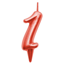 Свеча для торта Овал цифра 1 (красный), 8х4х1,2 см