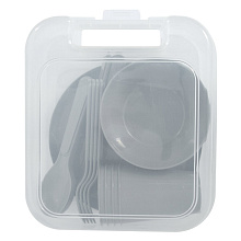 Набор посуды «Пикник» на 4 персоны (24 предмета) (серый цвет)