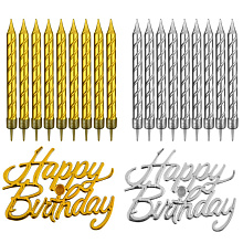 Свечи для торта Happy Birthday, 10 шт + топпер, 8 см