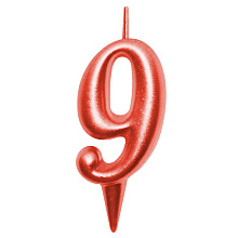 Свеча для торта Овал цифра 9 (красный), 8х4х1,2 см