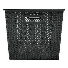 Корзинка Вязь 14л с крышкой (серый), 35х24,5х20,5 см