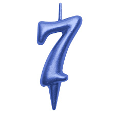 Свеча для торта Овал цифра 7 (синий), 8х4х1,2 см