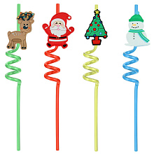 Трубочки для коктейля Новогодняя компания, 4 шт, длина 26 см