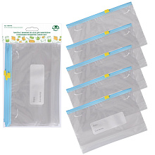 Пакеты с замком zip-lock для заморозки и хранения продуктов, 5 шт, 23х15 см