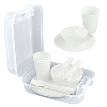 Набор посуды «Пикник» на 4 персоны (24 предмета) (белый цвет)