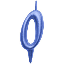Свеча для торта Овал цифра 0 (синий), 8х4х1,2 см
