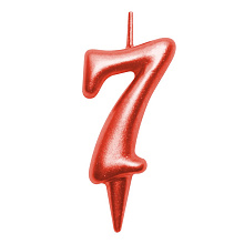 Свеча для торта Овал цифра 7 (красный), 8х4х1,2 см
