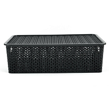 Корзинка Вязь 7,5л с крышкой (серый), 35х24,5х10,5 см