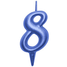 Свеча для торта Овал цифра 8 (синий), 8х4х1,2 см