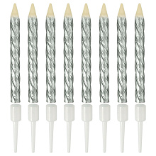 Свечи для торта с подставками Серебро. Набор 8шт.