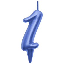 Свеча для торта Овал цифра 1 (синий), 8х4х1,2 см