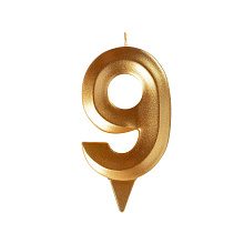 Свеча для торта Грань цифра 9 (золото), 8,7х4,3х1,2 см