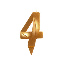 Свеча для торта Грань цифра 4 (золото), 8,7х4,3х1,2 см