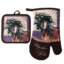 Прихватка с рукавицей Игривая грива. Набор из 2-х предметов.